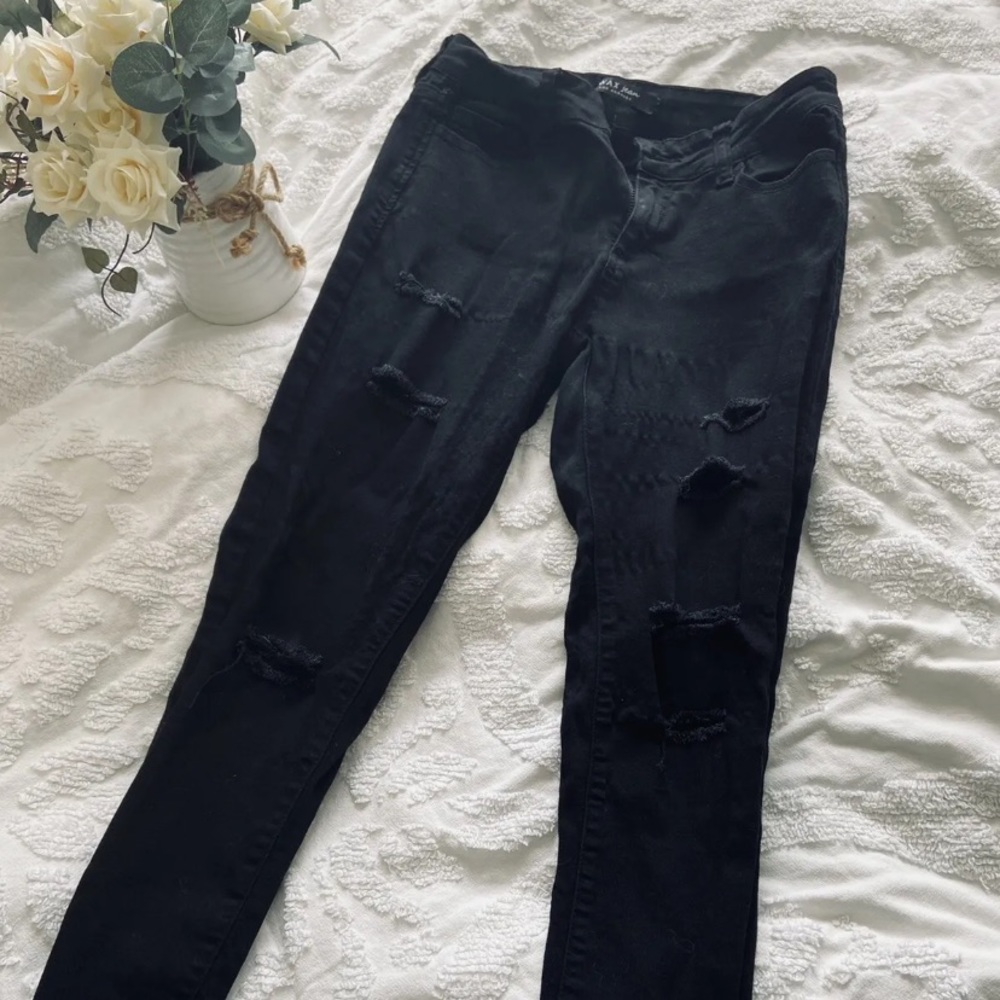 Wax Jeans Brand Fashion Nova Slashed Black Jeans 7